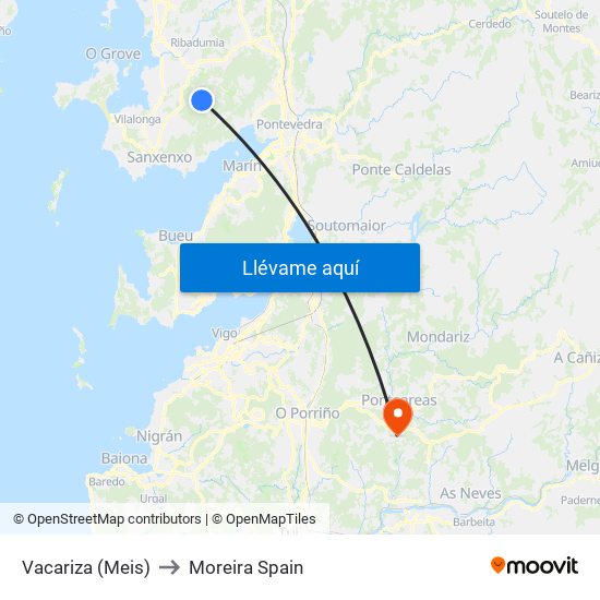 Vacariza (Meis) to Moreira Spain map