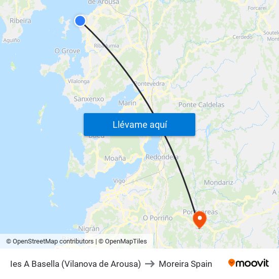 Ies A Basella (Vilanova de Arousa) to Moreira Spain map