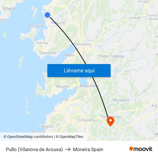 Pullo (Vilanova de Arousa) to Moreira Spain map