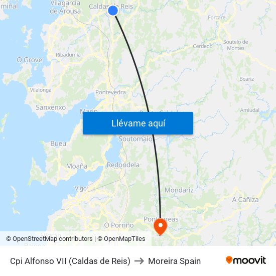 Cpi Alfonso VII (Caldas de Reis) to Moreira Spain map