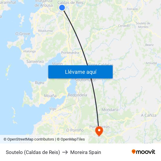 Soutelo (Caldas de Reis) to Moreira Spain map