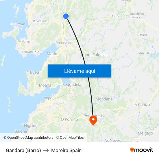 Gándara (Barro) to Moreira Spain map