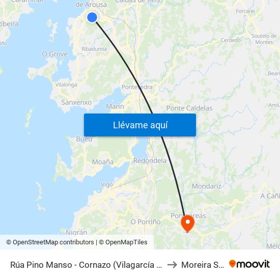 Rúa Pino Manso - Cornazo (Vilagarcía de Arousa) to Moreira Spain map