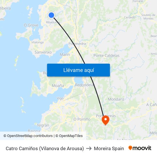 Catro Camiños (Vilanova de Arousa) to Moreira Spain map