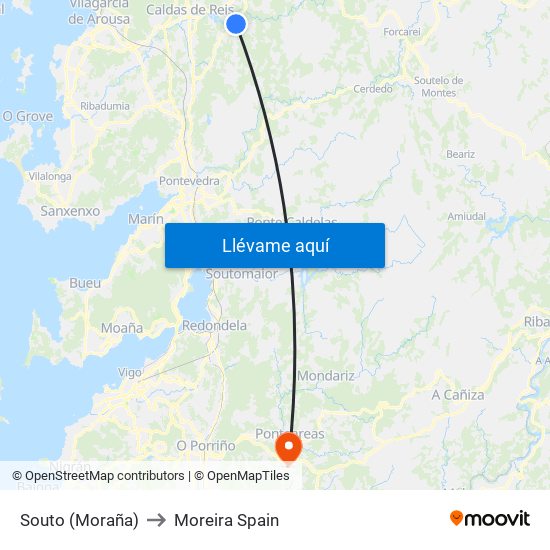 Souto (Moraña) to Moreira Spain map