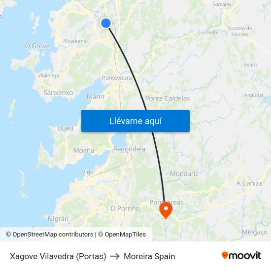 Xagove Vilavedra (Portas) to Moreira Spain map