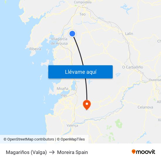 Magariños (Valga) to Moreira Spain map