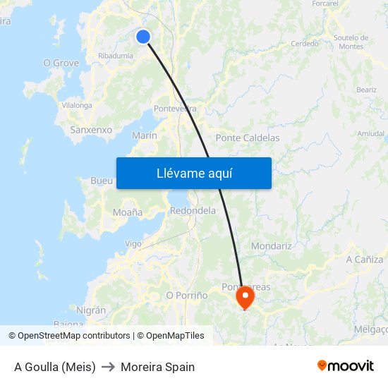 A Goulla (Meis) to Moreira Spain map