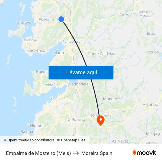 Empalme de Mosteiro (Meis) to Moreira Spain map
