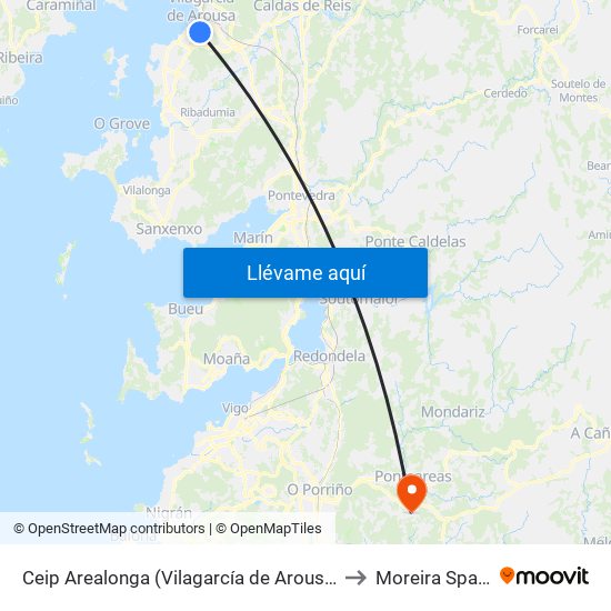 Ceip Arealonga (Vilagarcía de Arousa) to Moreira Spain map