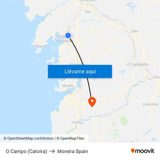 O Campo (Catoira) to Moreira Spain map