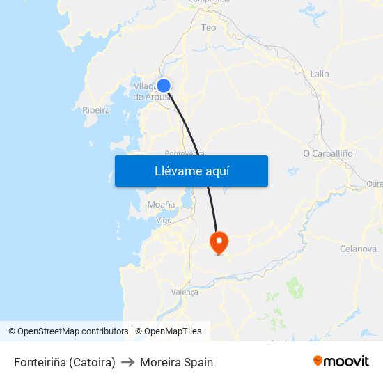Fonteiriña (Catoira) to Moreira Spain map