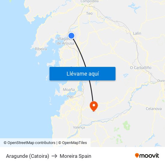 Aragunde (Catoira) to Moreira Spain map