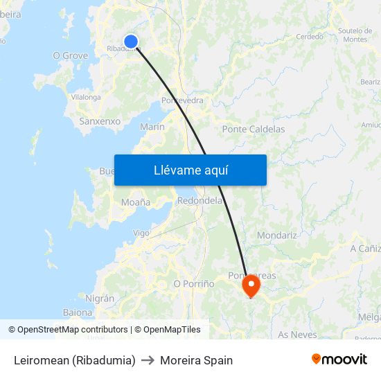 Leiromean (Ribadumia) to Moreira Spain map