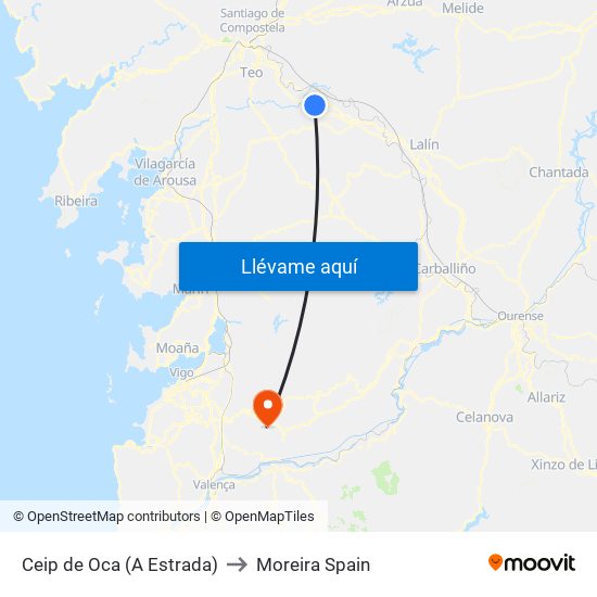 Ceip de Oca (A Estrada) to Moreira Spain map