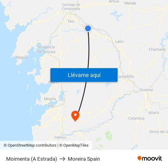 Moimenta (A Estrada) to Moreira Spain map