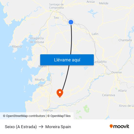 Seixo (A Estrada) to Moreira Spain map
