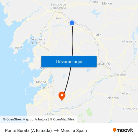 Ponte Burata (A Estrada) to Moreira Spain map