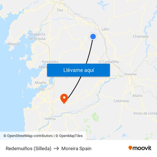 Redemuíños (Silleda) to Moreira Spain map