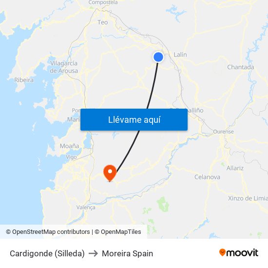 Cardigonde (Silleda) to Moreira Spain map