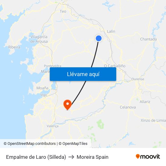 Empalme de Laro (Silleda) to Moreira Spain map