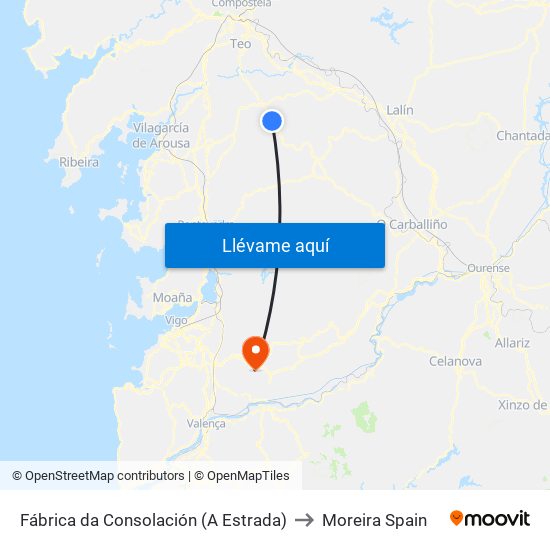 Fábrica da Consolación (A Estrada) to Moreira Spain map