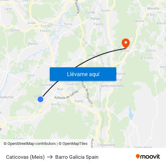 Caticovas (Meis) to Barro Galicia Spain map