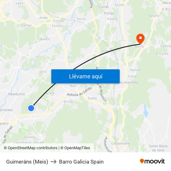 Guimeráns (Meis) to Barro Galicia Spain map