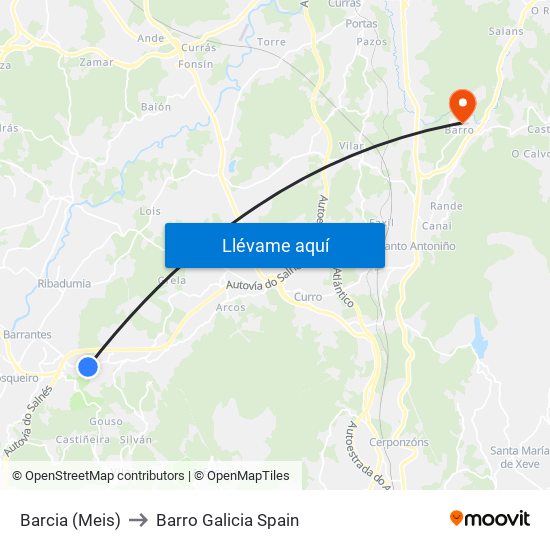 Barcia (Meis) to Barro Galicia Spain map