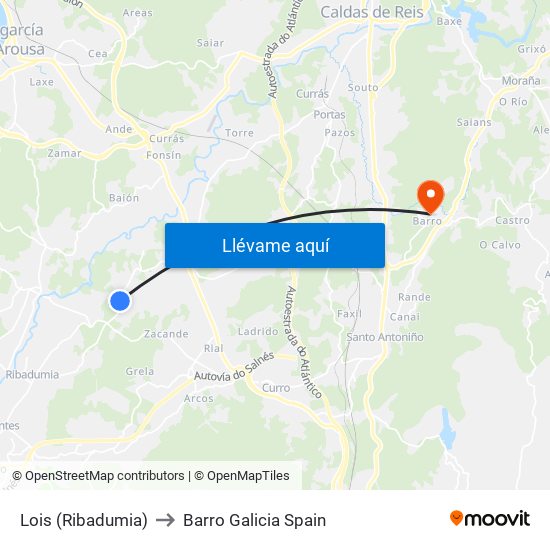 Lois (Ribadumia) to Barro Galicia Spain map