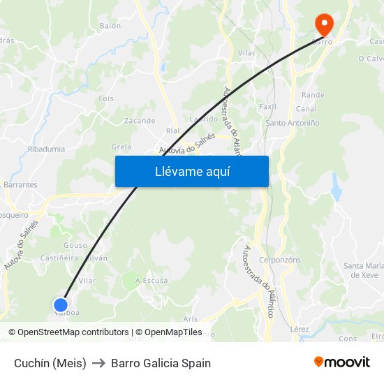 Cuchín (Meis) to Barro Galicia Spain map
