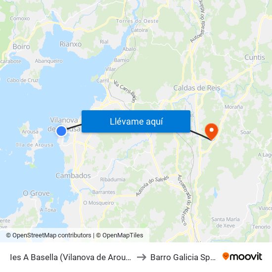 Ies A Basella (Vilanova de Arousa) to Barro Galicia Spain map