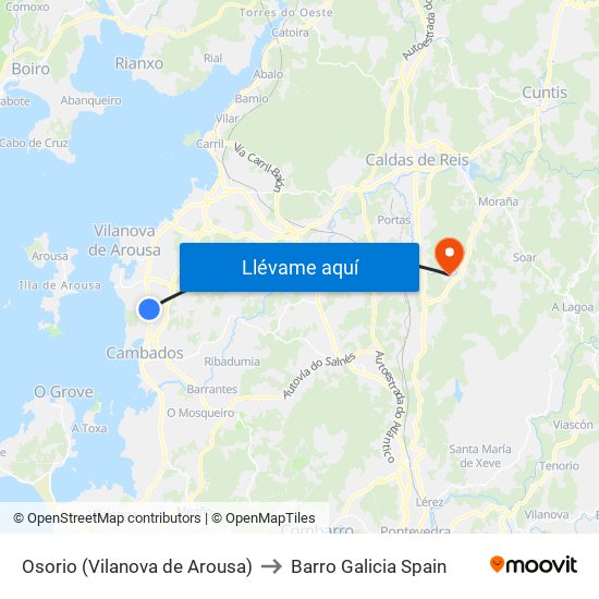 Osorio (Vilanova de Arousa) to Barro Galicia Spain map