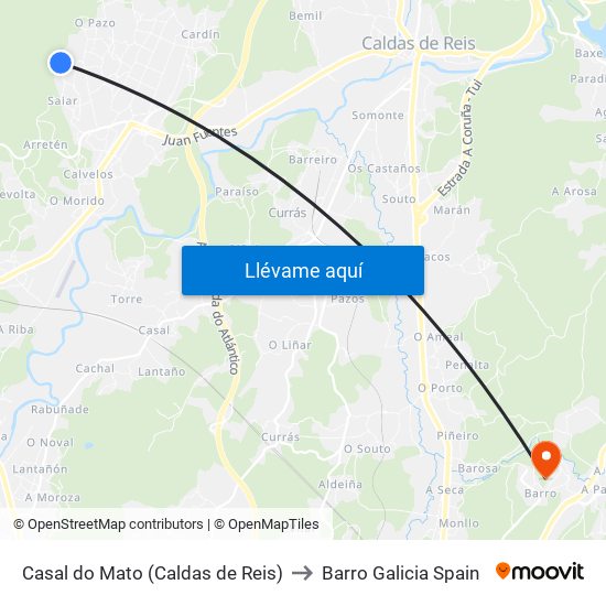 Casal do Mato (Caldas de Reis) to Barro Galicia Spain map