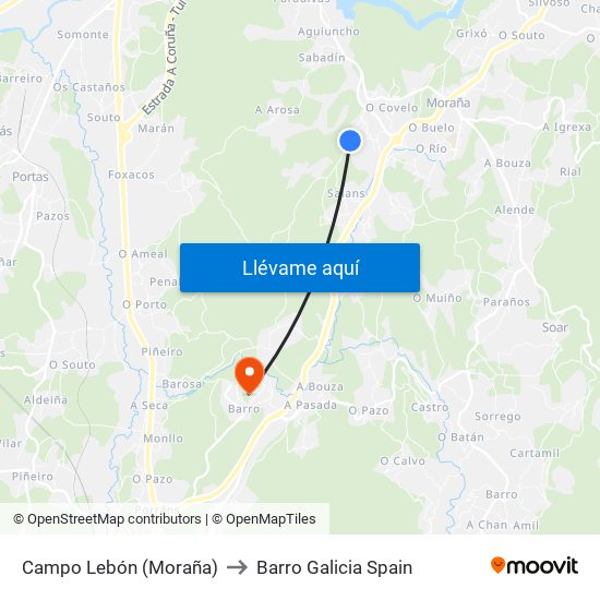 Campo Lebón (Moraña) to Barro Galicia Spain map