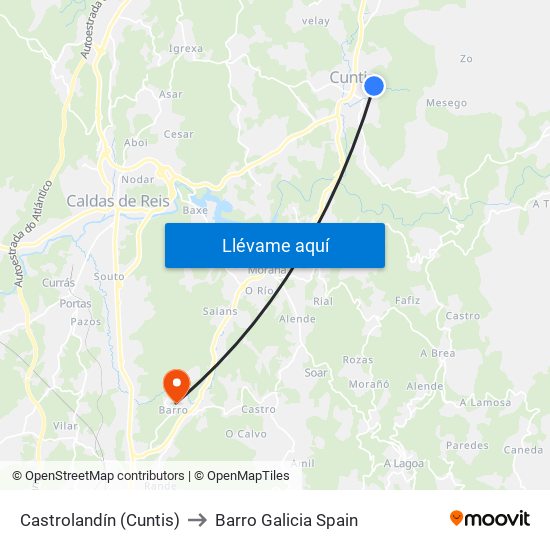 Castrolandín (Cuntis) to Barro Galicia Spain map