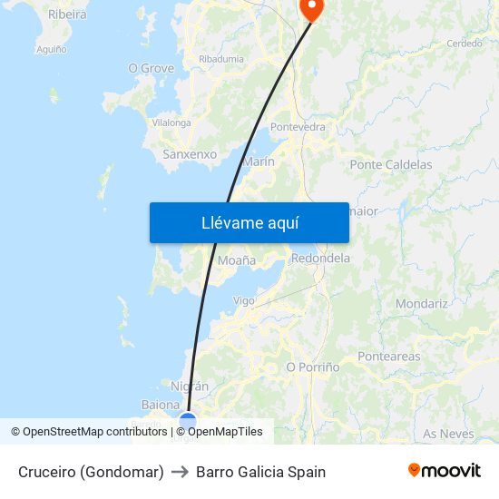 Cruceiro (Gondomar) to Barro Galicia Spain map