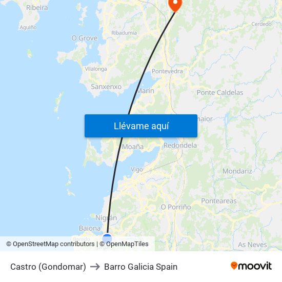 Castro (Gondomar) to Barro Galicia Spain map
