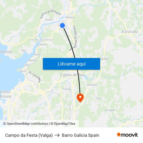 Campo da Festa (Valga) to Barro Galicia Spain map