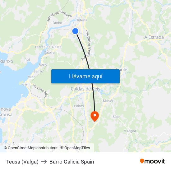 Teusa (Valga) to Barro Galicia Spain map
