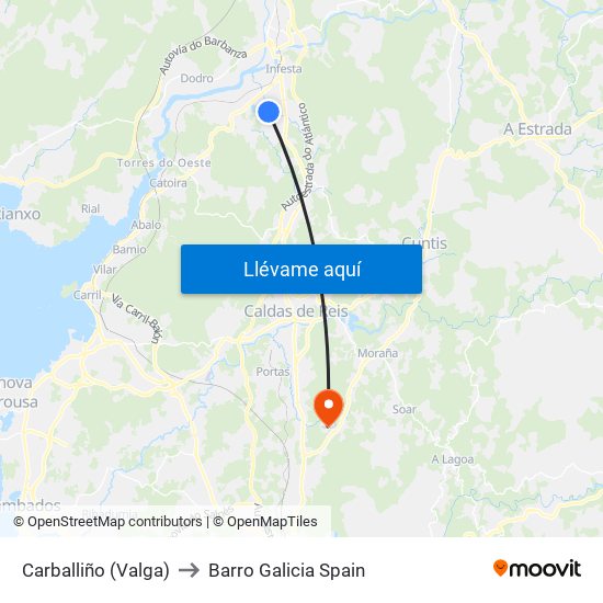 Carballiño (Valga) to Barro Galicia Spain map