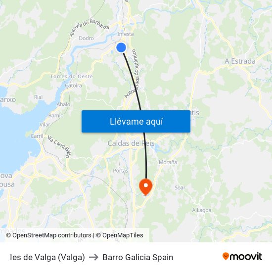 Ies de Valga (Valga) to Barro Galicia Spain map