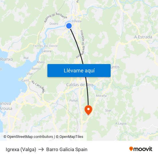 Igrexa (Valga) to Barro Galicia Spain map