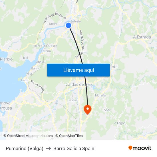 Pumariño (Valga) to Barro Galicia Spain map