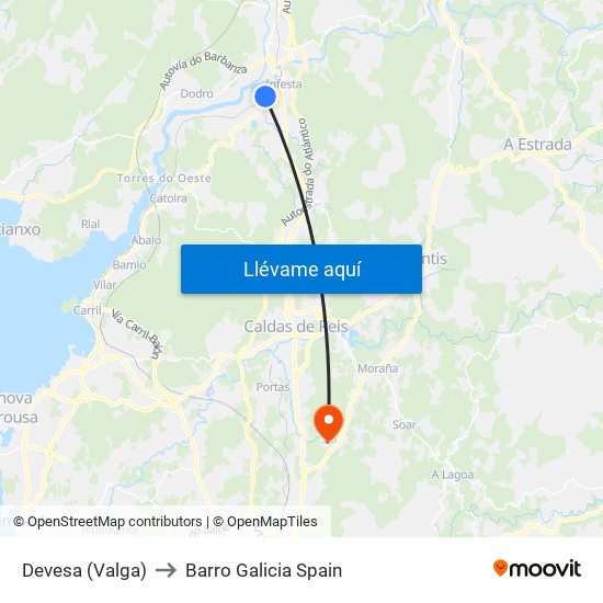 Devesa (Valga) to Barro Galicia Spain map