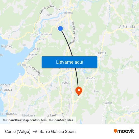 Canle (Valga) to Barro Galicia Spain map