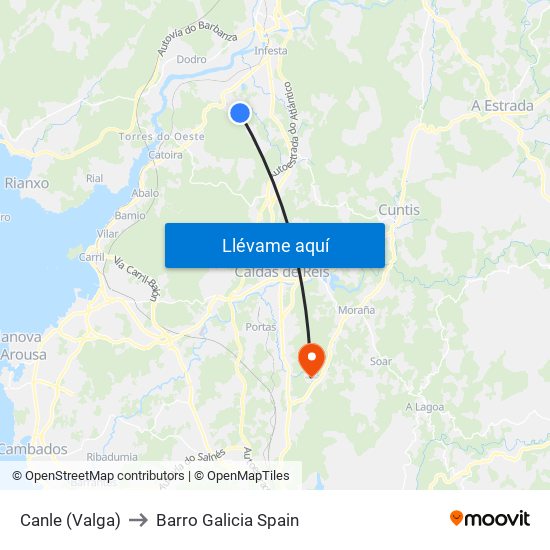 Canle (Valga) to Barro Galicia Spain map