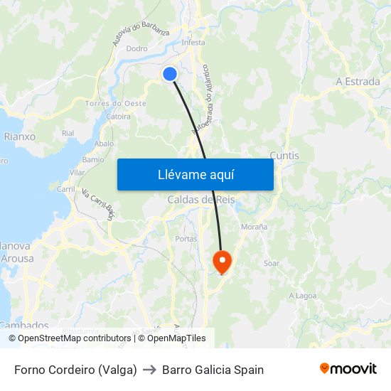 Forno Cordeiro (Valga) to Barro Galicia Spain map