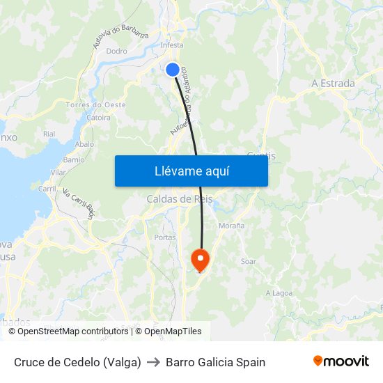 Cruce de Cedelo (Valga) to Barro Galicia Spain map