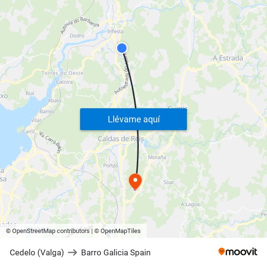 Cedelo (Valga) to Barro Galicia Spain map